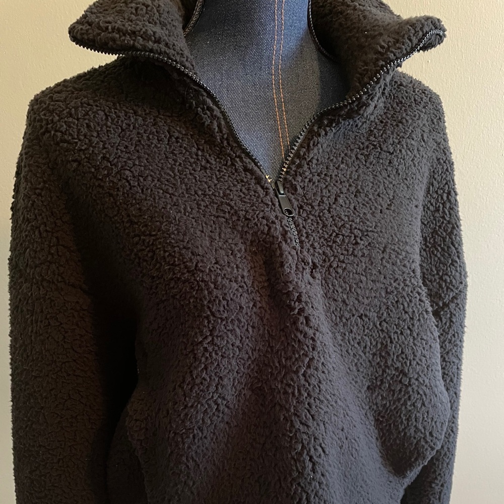 Champion Zip Collar Black Sherpa Pull Over Medium - Picture 2 of 8